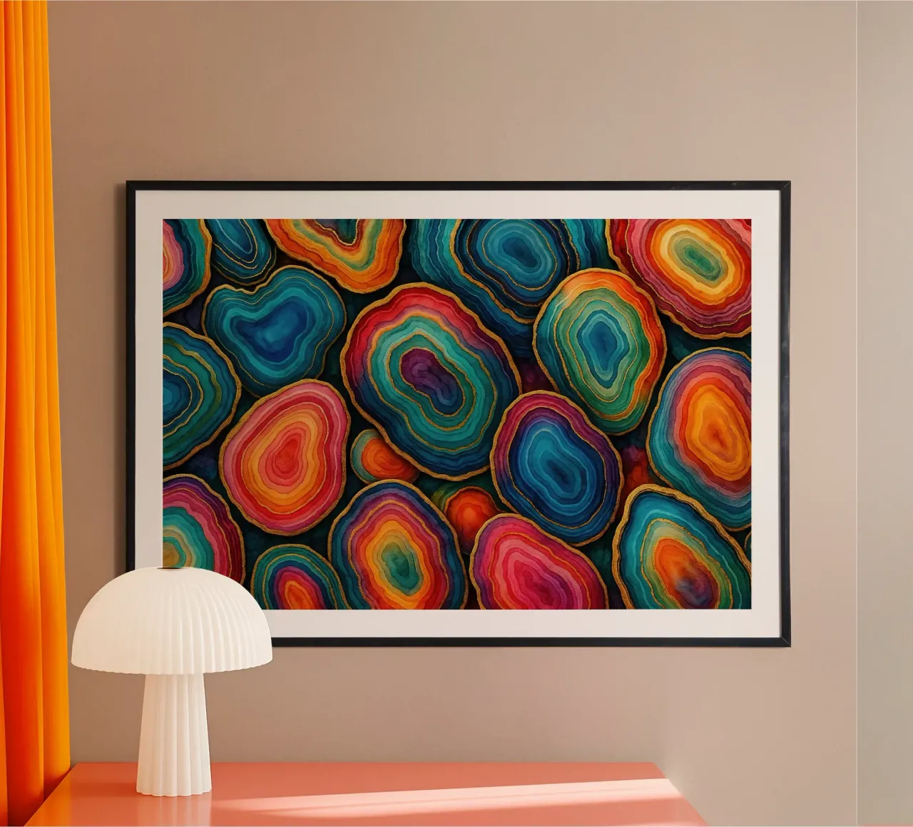 Agate cromatiche poster con telaio in alluminio da Chromatic Fusion Studio