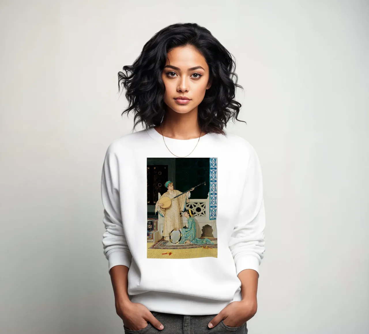 Due ragazze musiciste di Osman Hamdi Bey felpa da Venus Art
