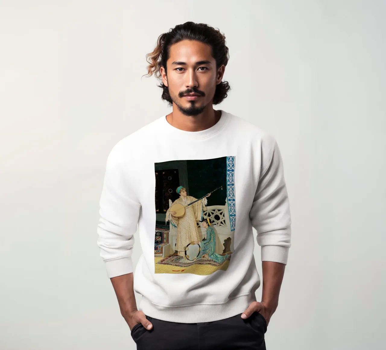 Due ragazze musiciste di Osman Hamdi Bey felpa da Venus Art