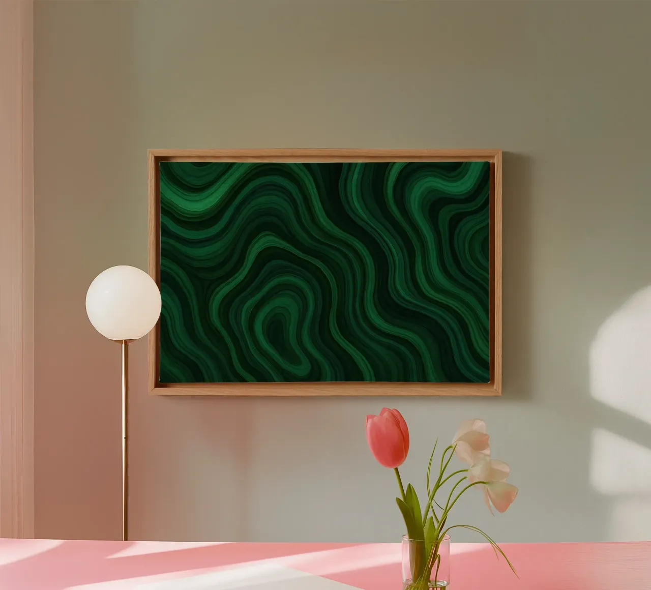 Turbine di malachite tela con Cornice a cassetta da Chromatic Fusion Studio