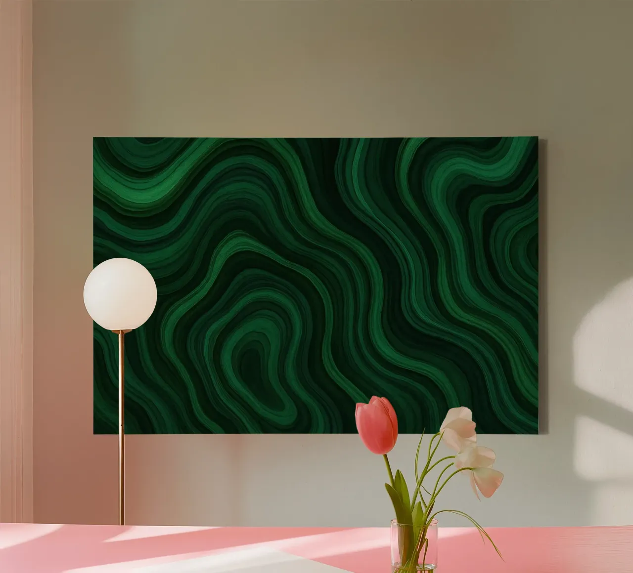 Turbine di malachite tela con Cornice a cassetta da Chromatic Fusion Studio