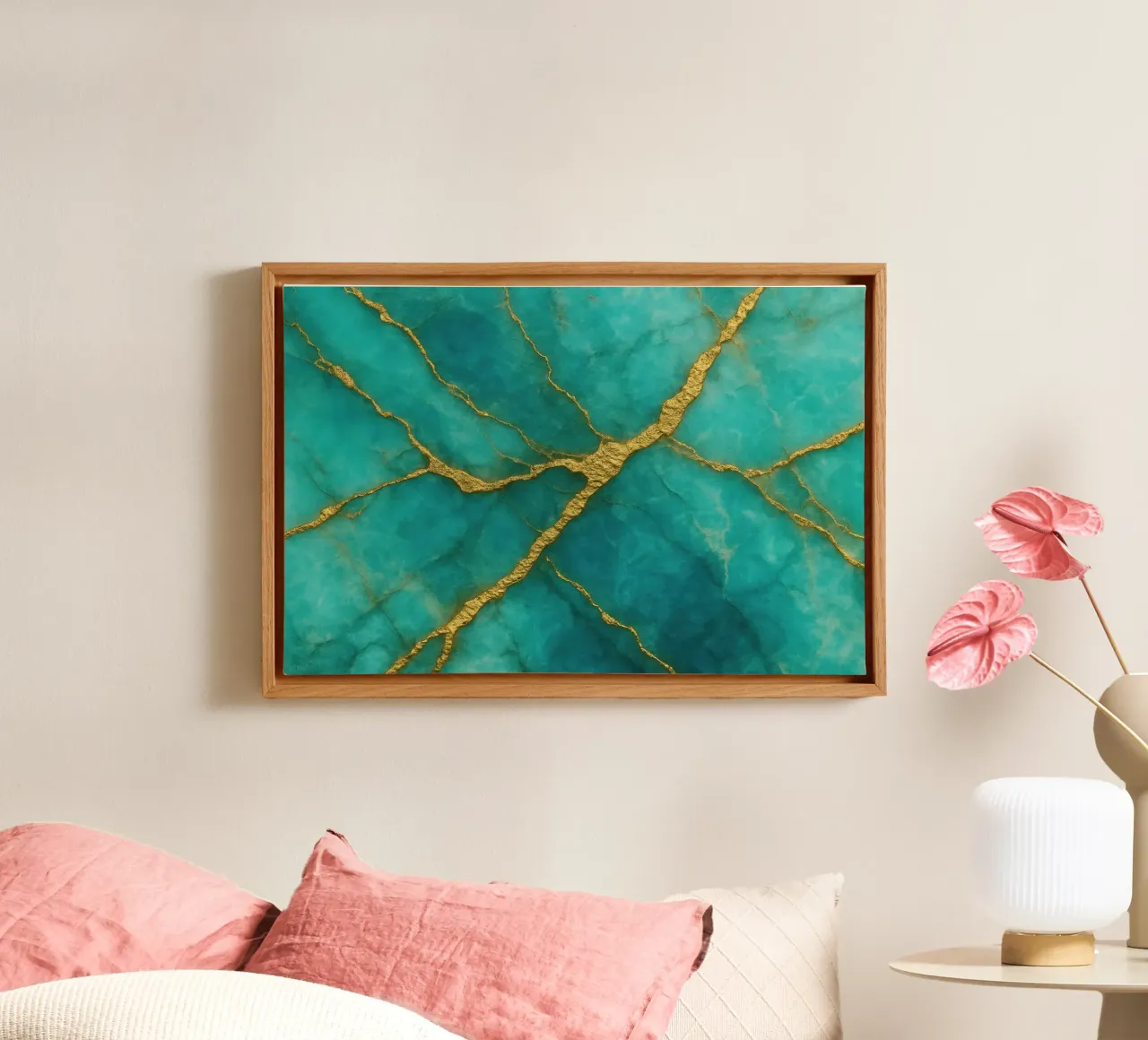 Turquoise Kwartsaders canvas met Baklijst van Chromatic Fusion Studio