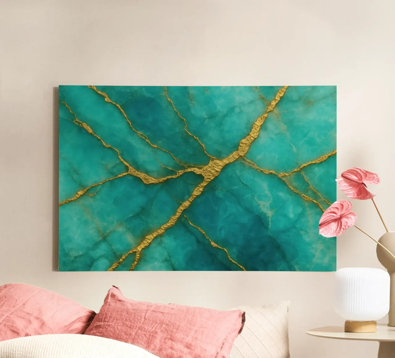 Turquoise Kwartsaders canvas met Baklijst van Chromatic Fusion Studio