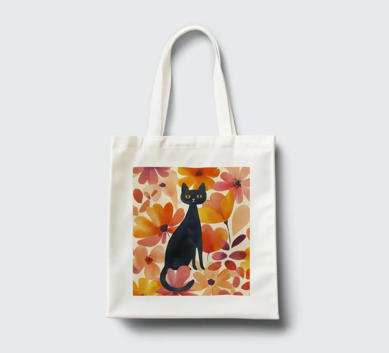 Gatto magico boho in fiore borsa in juta da Andrea Haase Animal Love