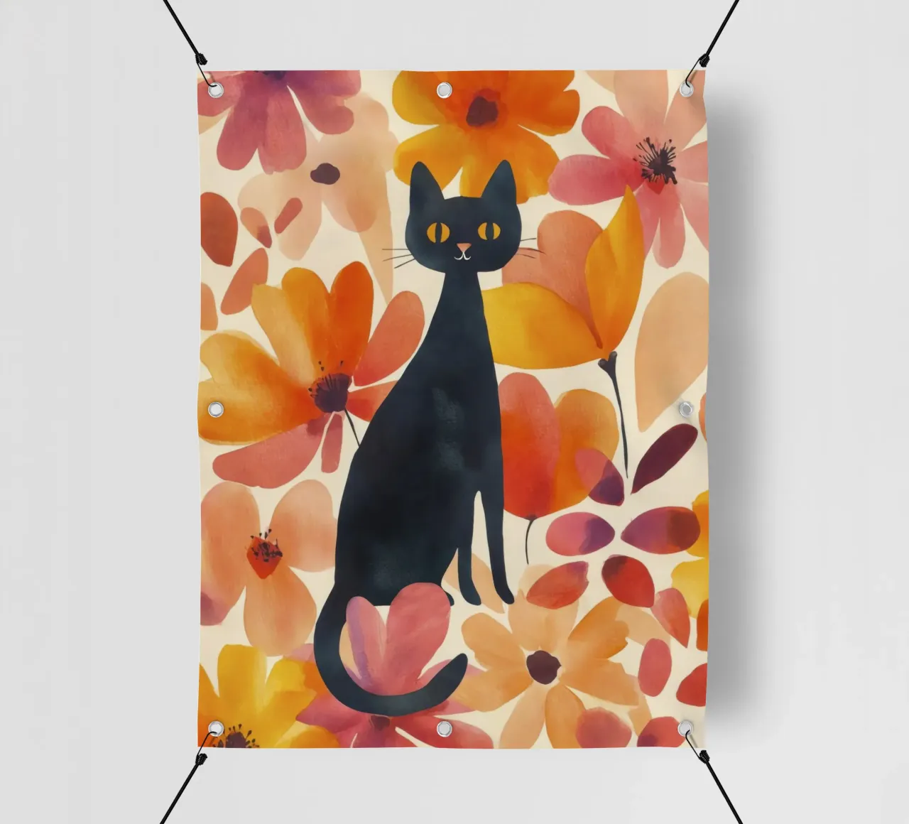 Gatto magico boho in fiore telo in pvc da Andrea Haase Animal Love