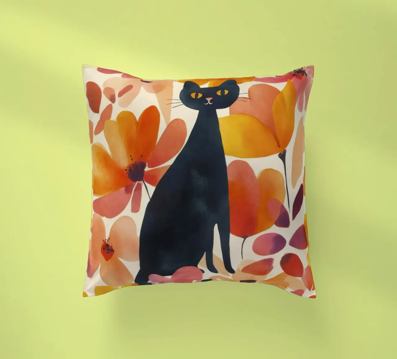 Gatto magico boho in fiore cuscino da Andrea Haase Animal Love