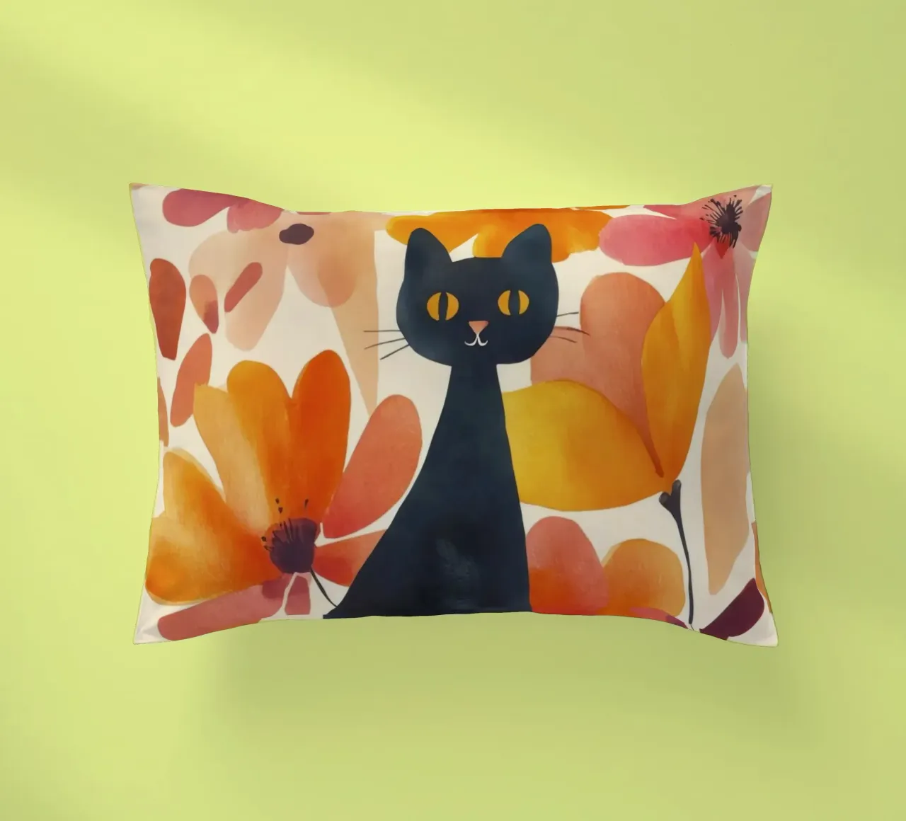 Gatto magico boho in fiore cuscino da Andrea Haase Animal Love