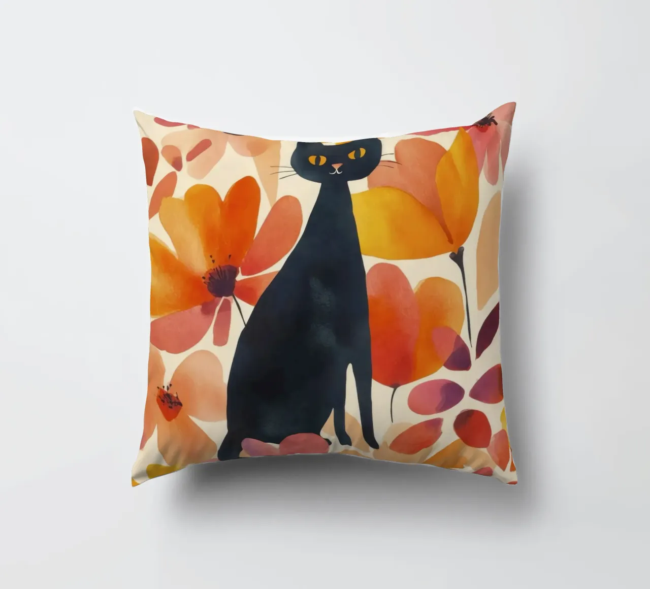 Gatto magico boho in fiore cuscino da Andrea Haase Animal Love