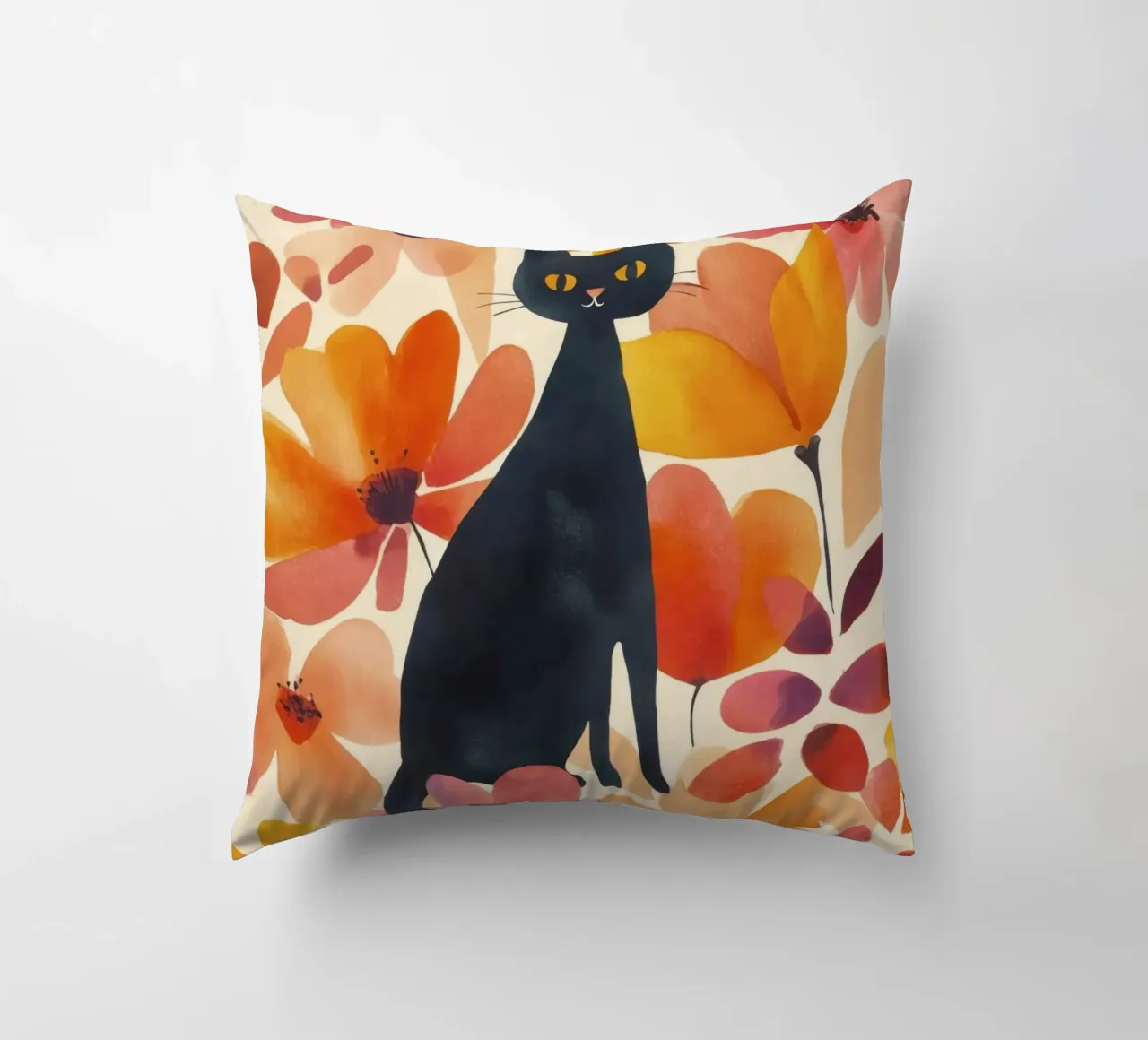 Gatto magico boho in fiore cuscino da Andrea Haase Animal Love