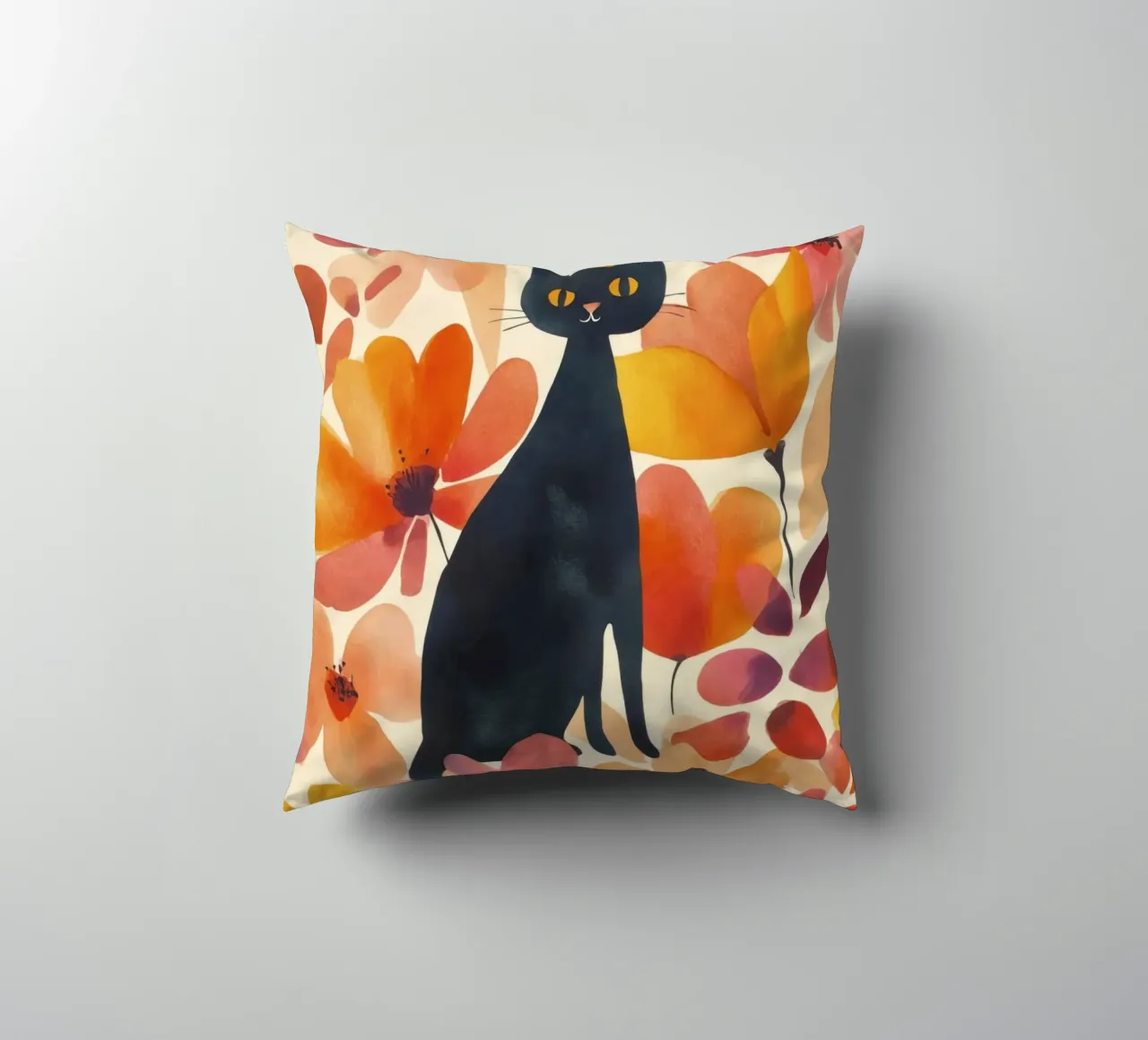 Gatto magico boho in fiore cuscino da Andrea Haase Animal Love