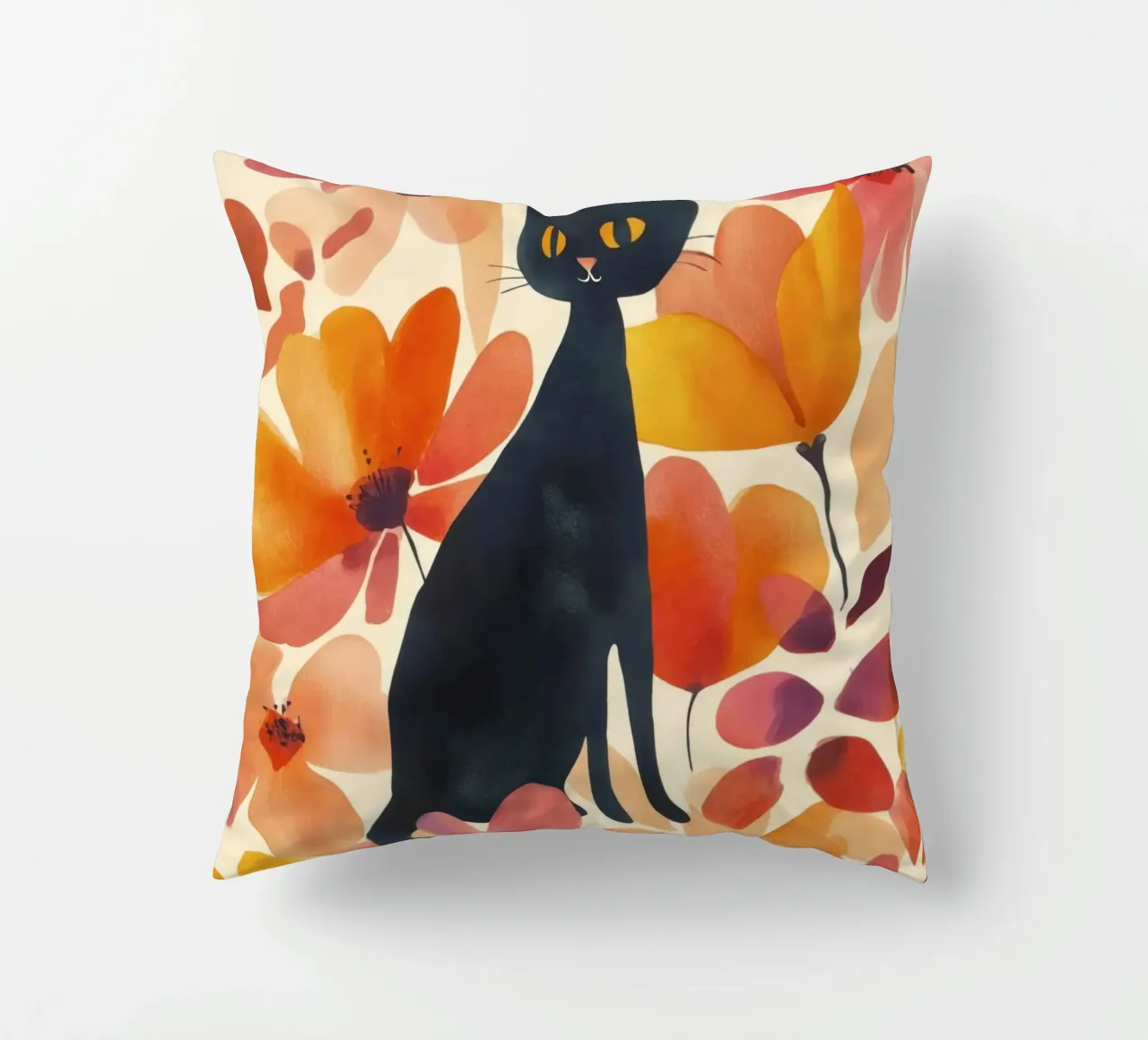 Gatto magico boho in fiore cuscino da Andrea Haase Animal Love