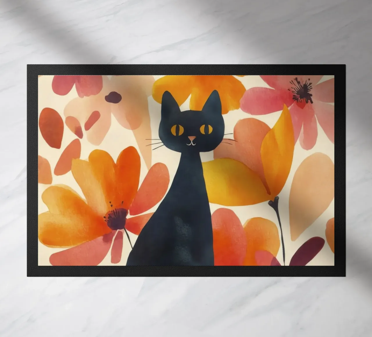 Gatto magico boho in fiore zerbino da Andrea Haase Animal Love