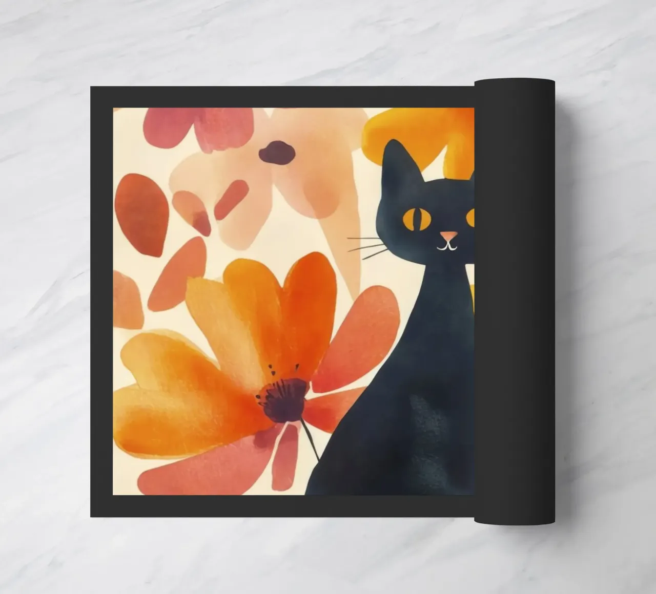 Gatto magico boho in fiore zerbino da Andrea Haase Animal Love