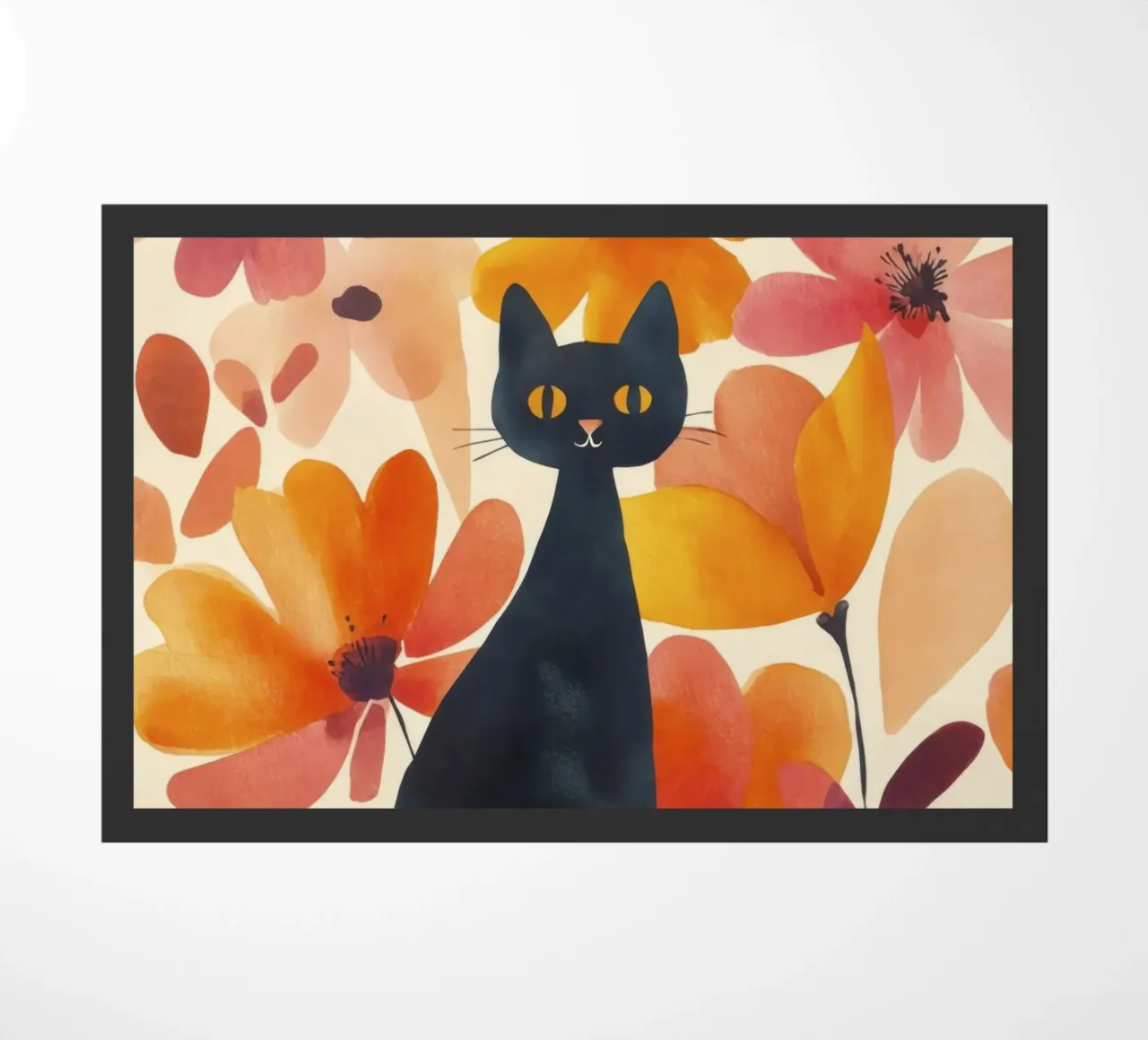 Gatto magico boho in fiore zerbino da Andrea Haase Animal Love