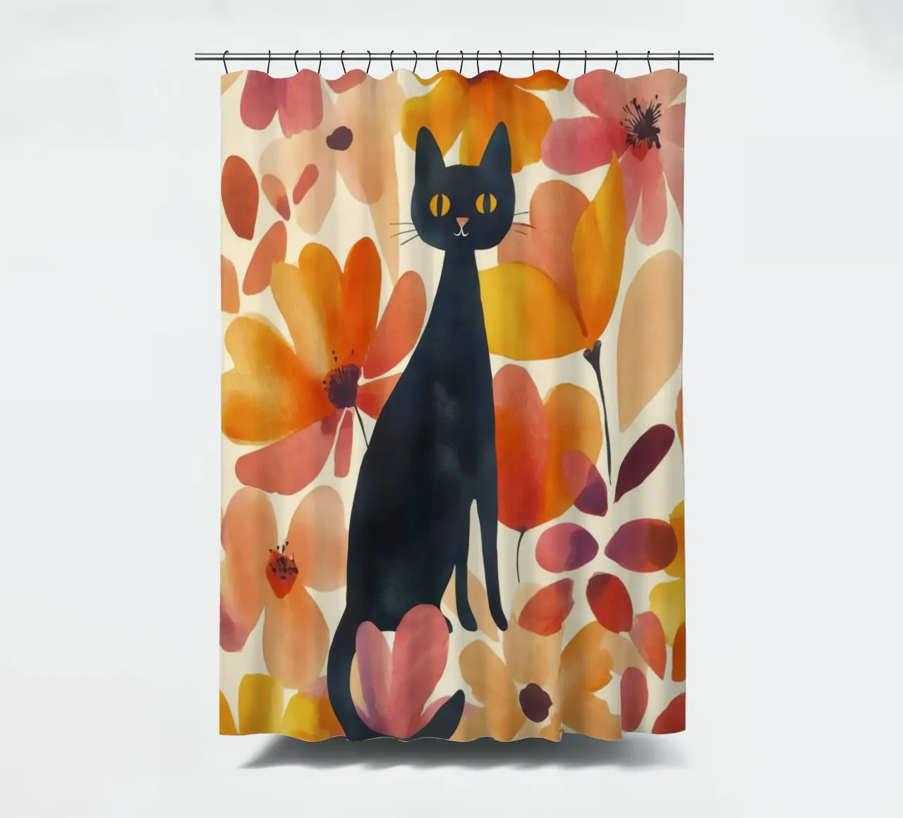 Gatto magico boho in fiore tenda da doccia da Andrea Haase Animal Love