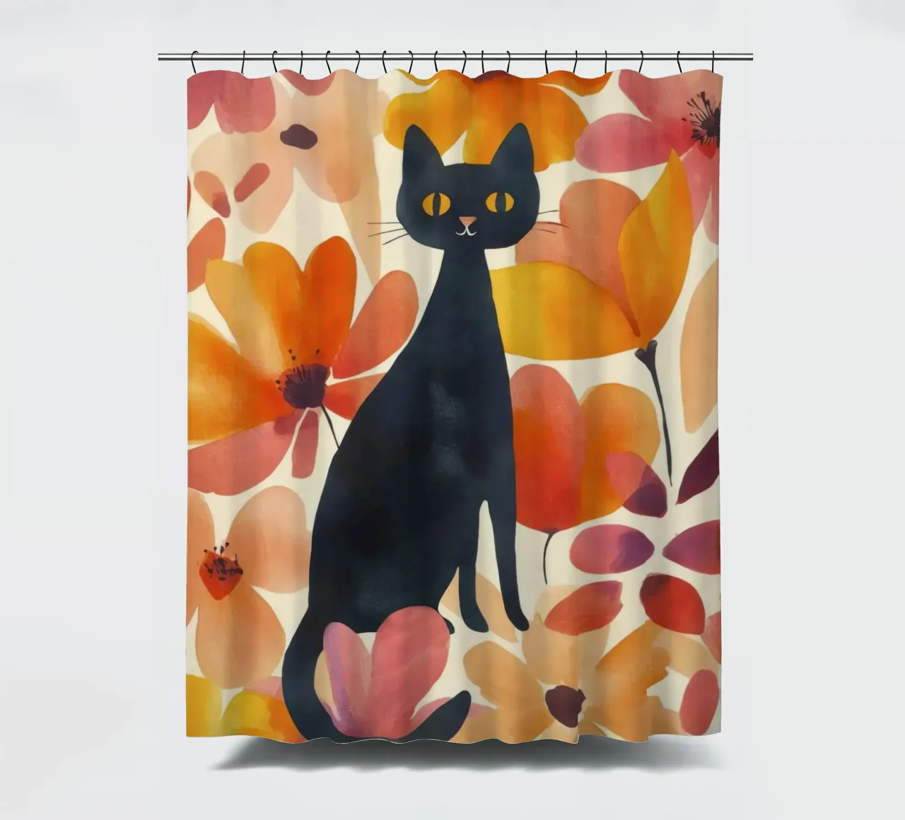 Gatto magico boho in fiore tenda da doccia da Andrea Haase Animal Love