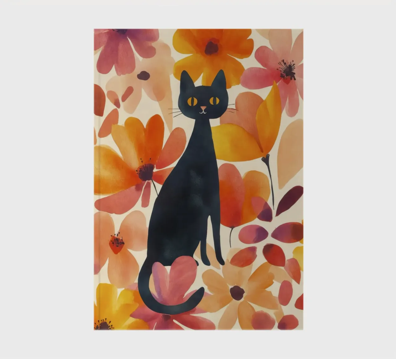 Magic Boho Cat In Bloom notebook by Andrea Haase Animal Love