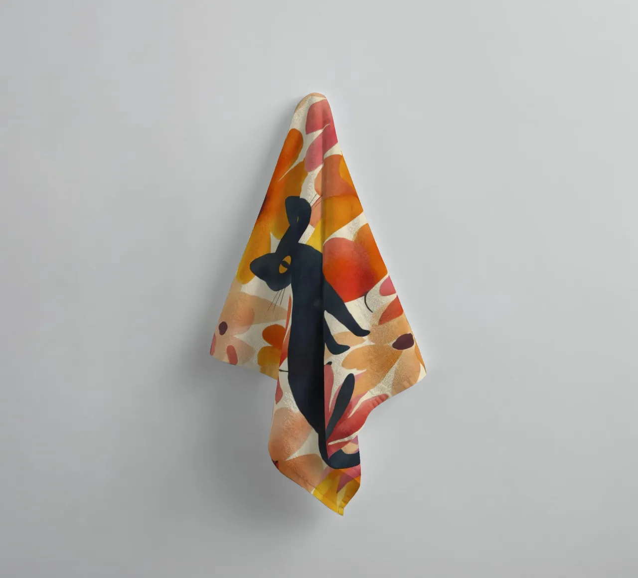 Magic Boho Cat In Bloom towel by Andrea Haase Animal Love