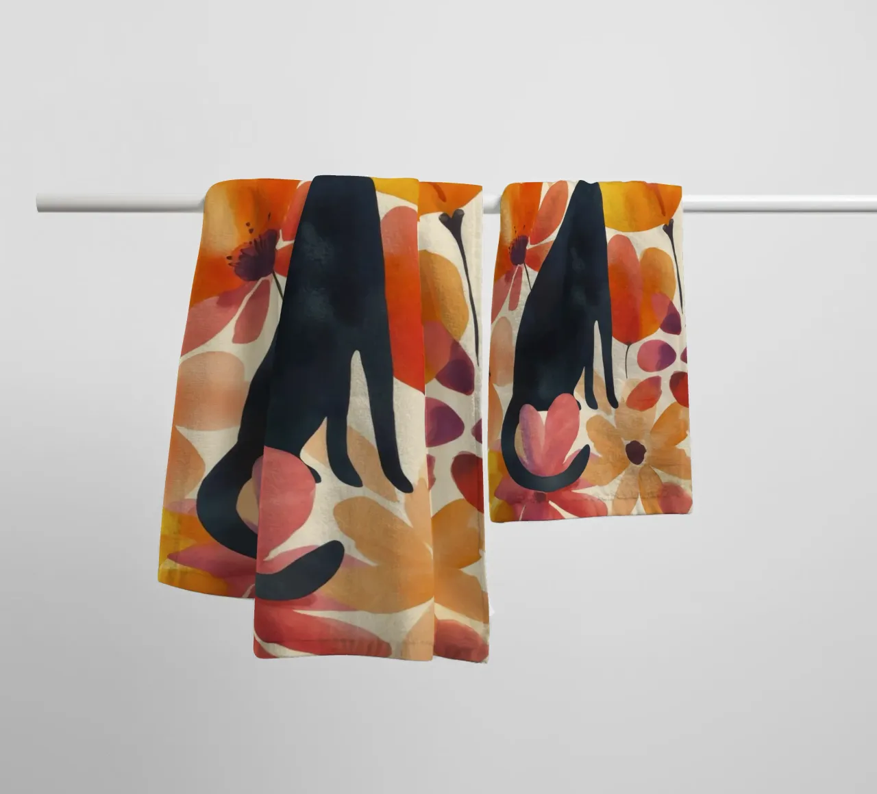 Magic Boho Cat In Bloom towel by Andrea Haase Animal Love