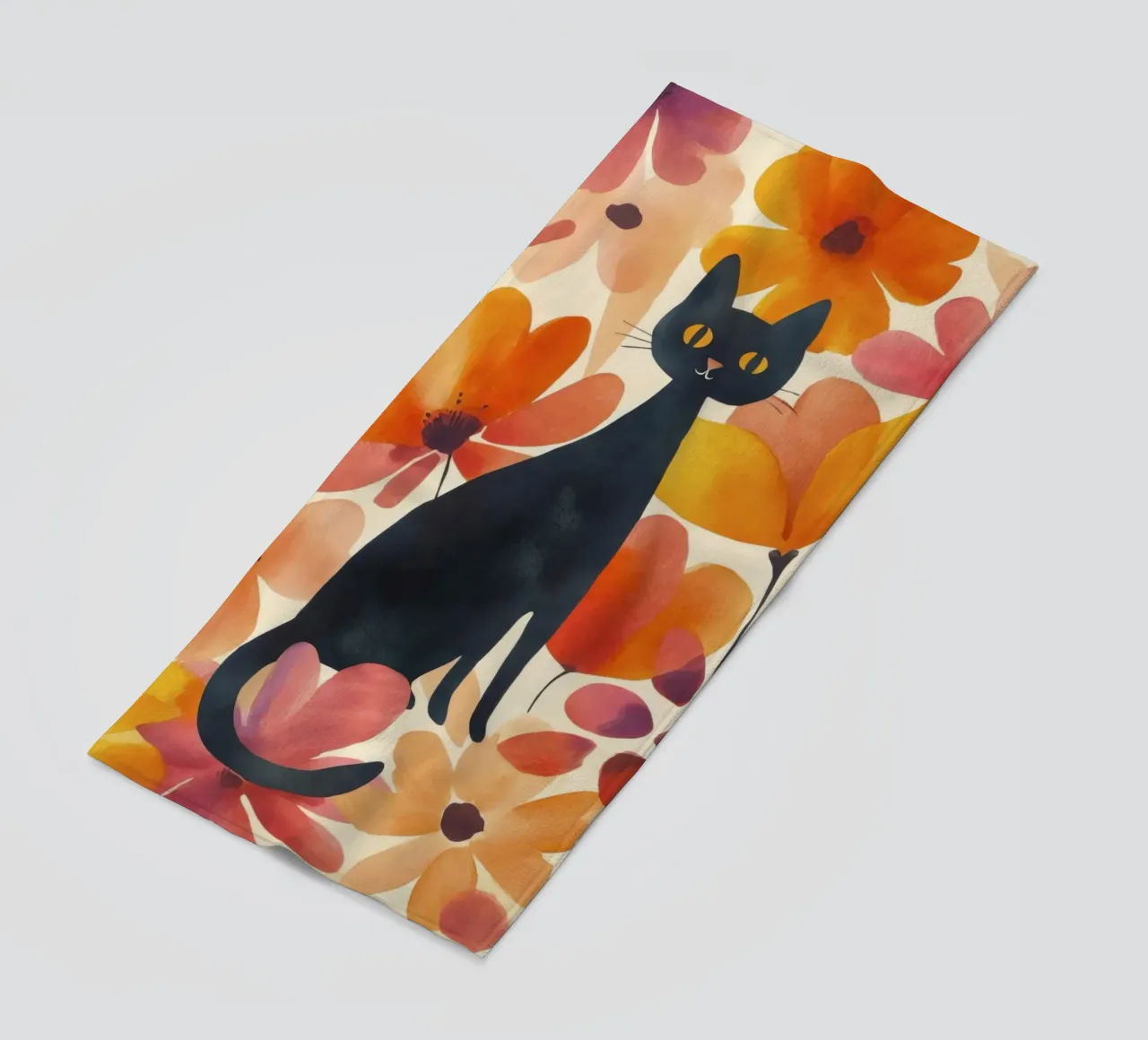 Gatto magico boho in fiore telo mare da Andrea Haase Animal Love