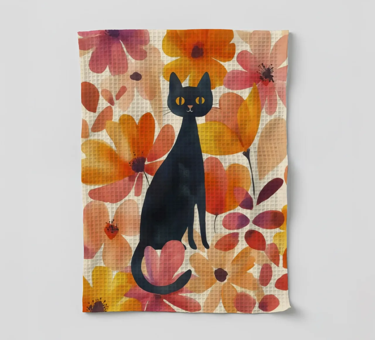 Gatto magico boho in fiore canovaccio da cucina da Andrea Haase Animal Love