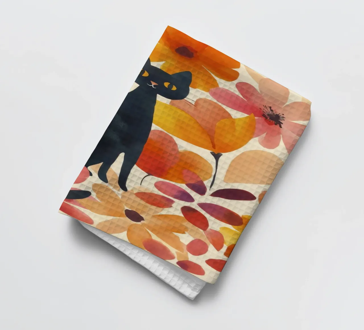 Gatto magico boho in fiore canovaccio da cucina da Andrea Haase Animal Love