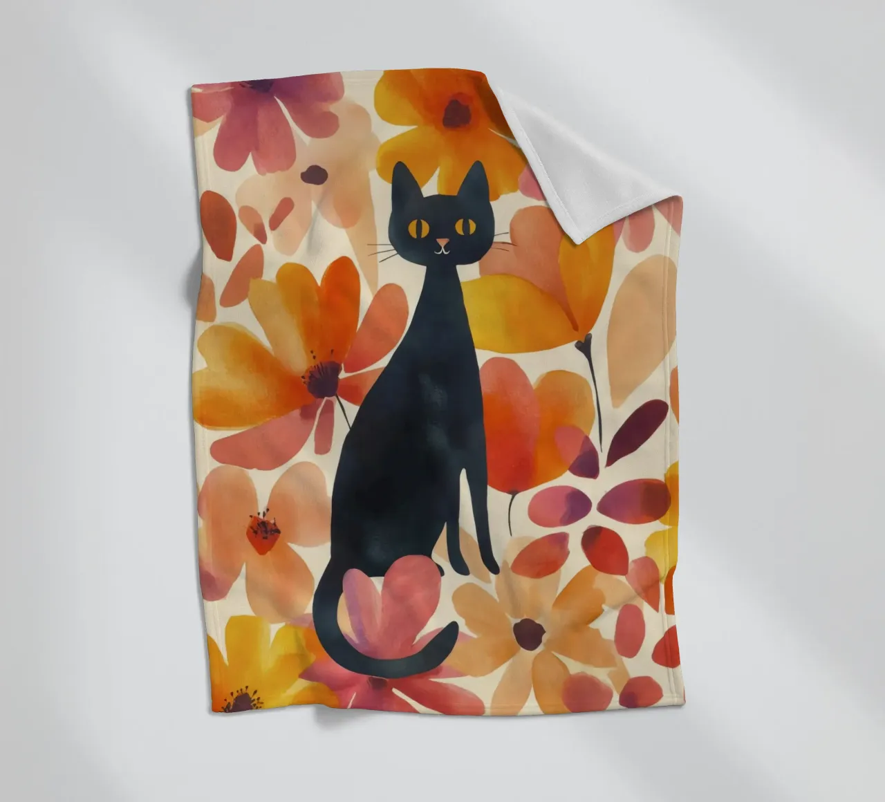 Gatto magico boho in fiore coperta in pile da Andrea Haase Animal Love