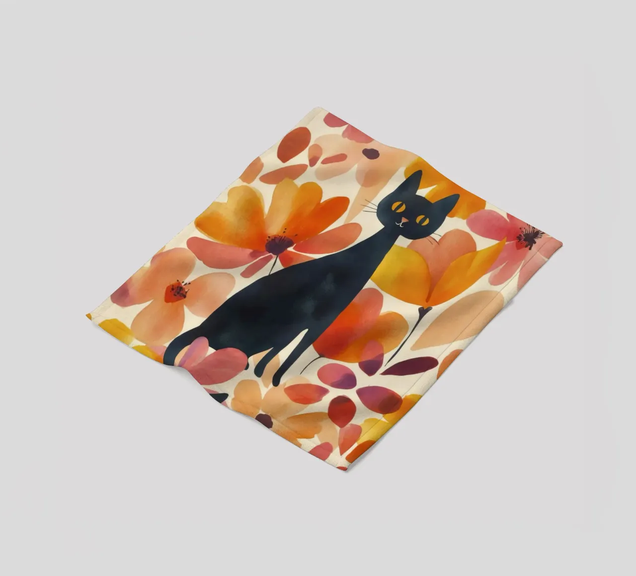 Gatto magico boho in fiore coperta in pile da Andrea Haase Animal Love