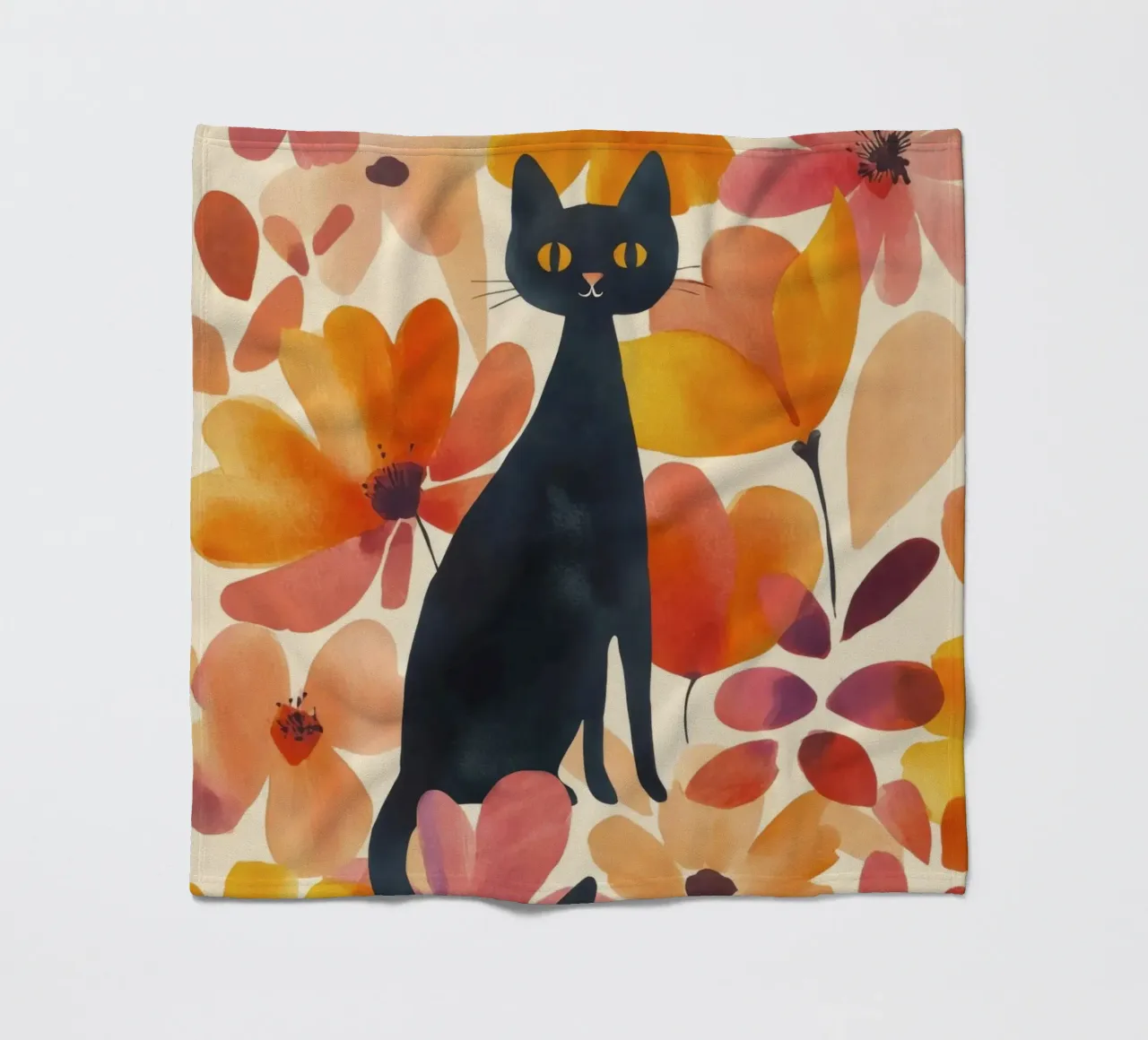 Gatto magico boho in fiore coperta in pile da Andrea Haase Animal Love