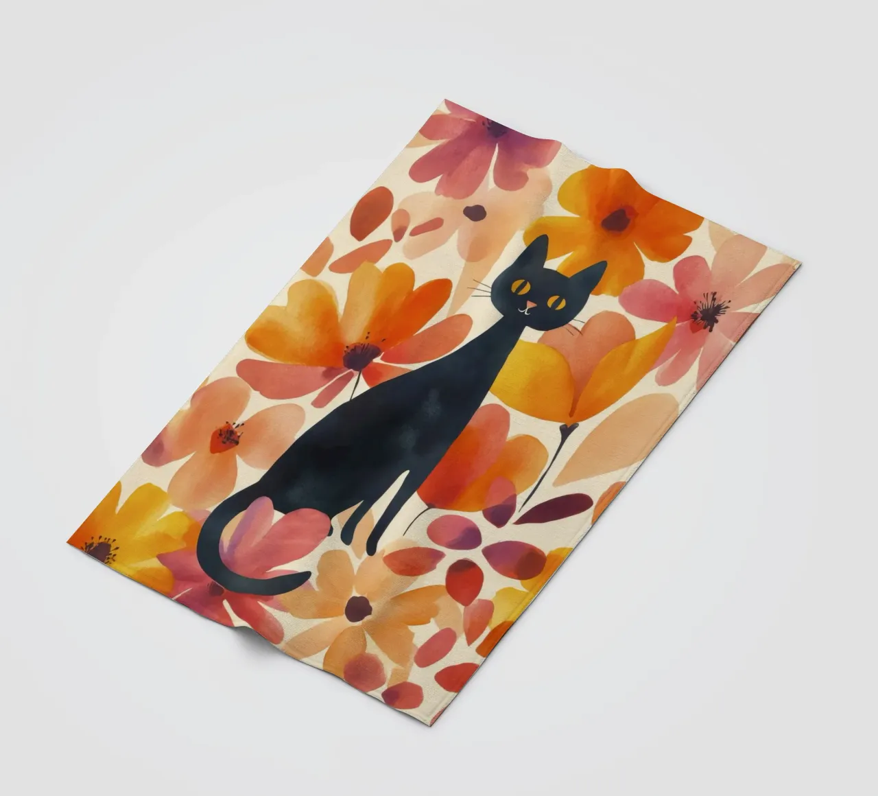 Gatto magico boho in fiore coperta in pile da Andrea Haase Animal Love