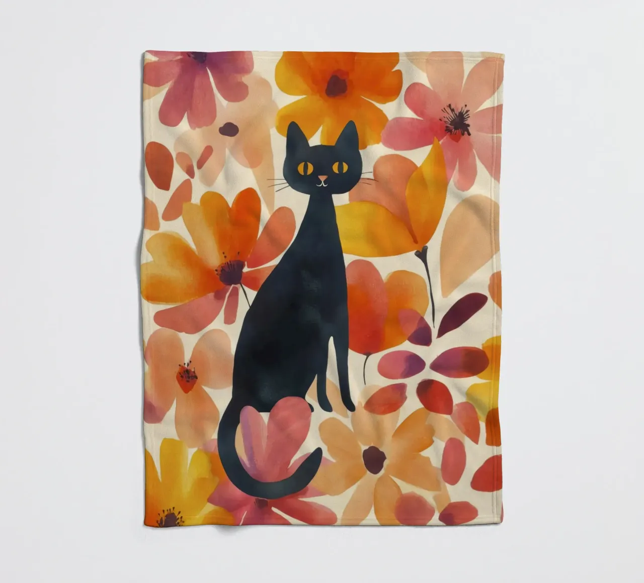 Gatto magico boho in fiore coperta in pile da Andrea Haase Animal Love