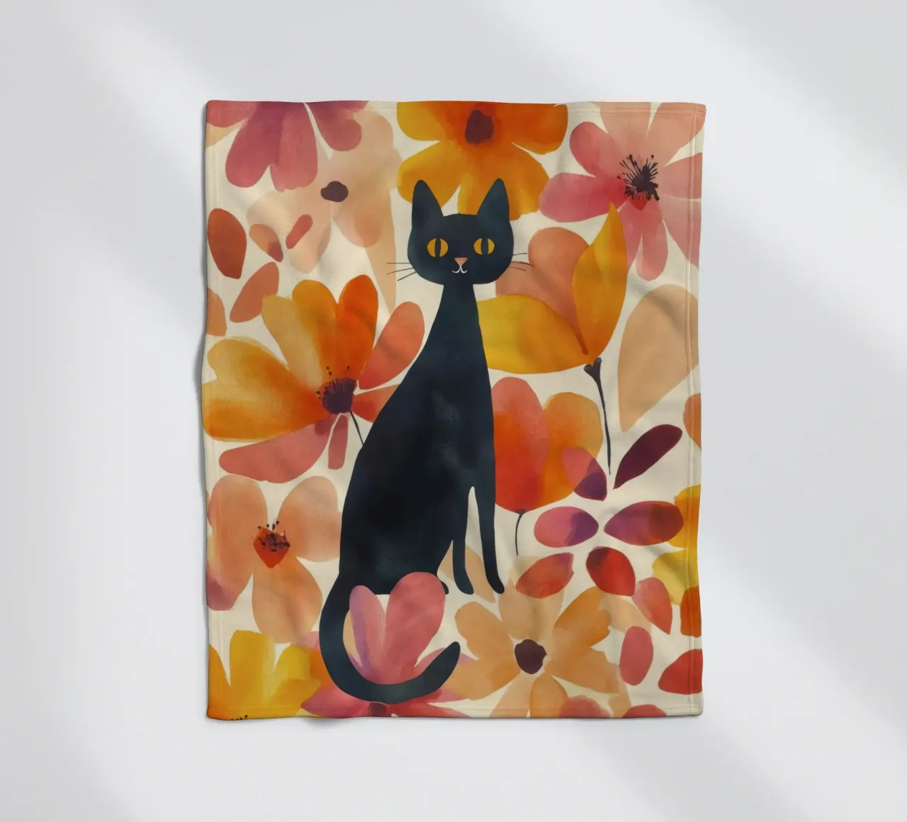 Gatto magico boho in fiore coperta in pile da Andrea Haase Animal Love