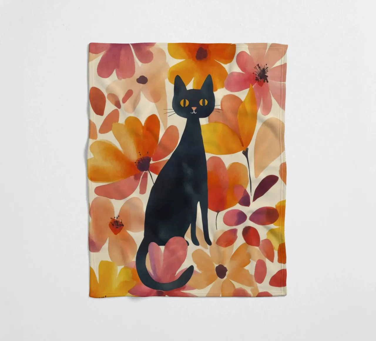 Gatto magico boho in fiore coperta in pile da Andrea Haase Animal Love