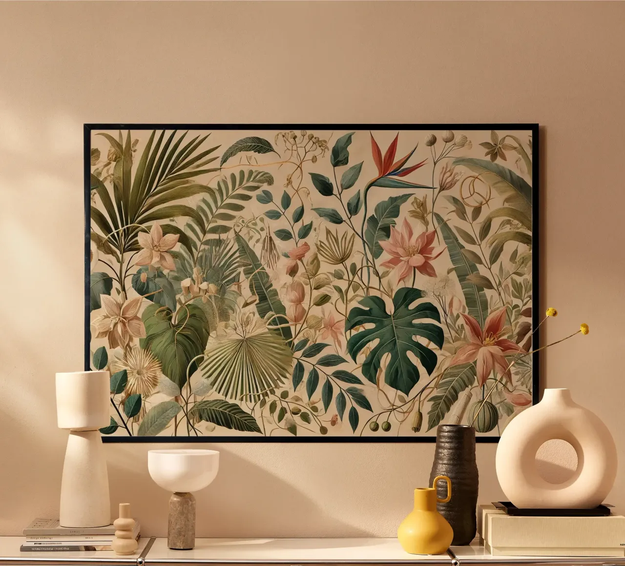 Collage botanico poster con telaio in plastica da Chromatic Fusion Studio