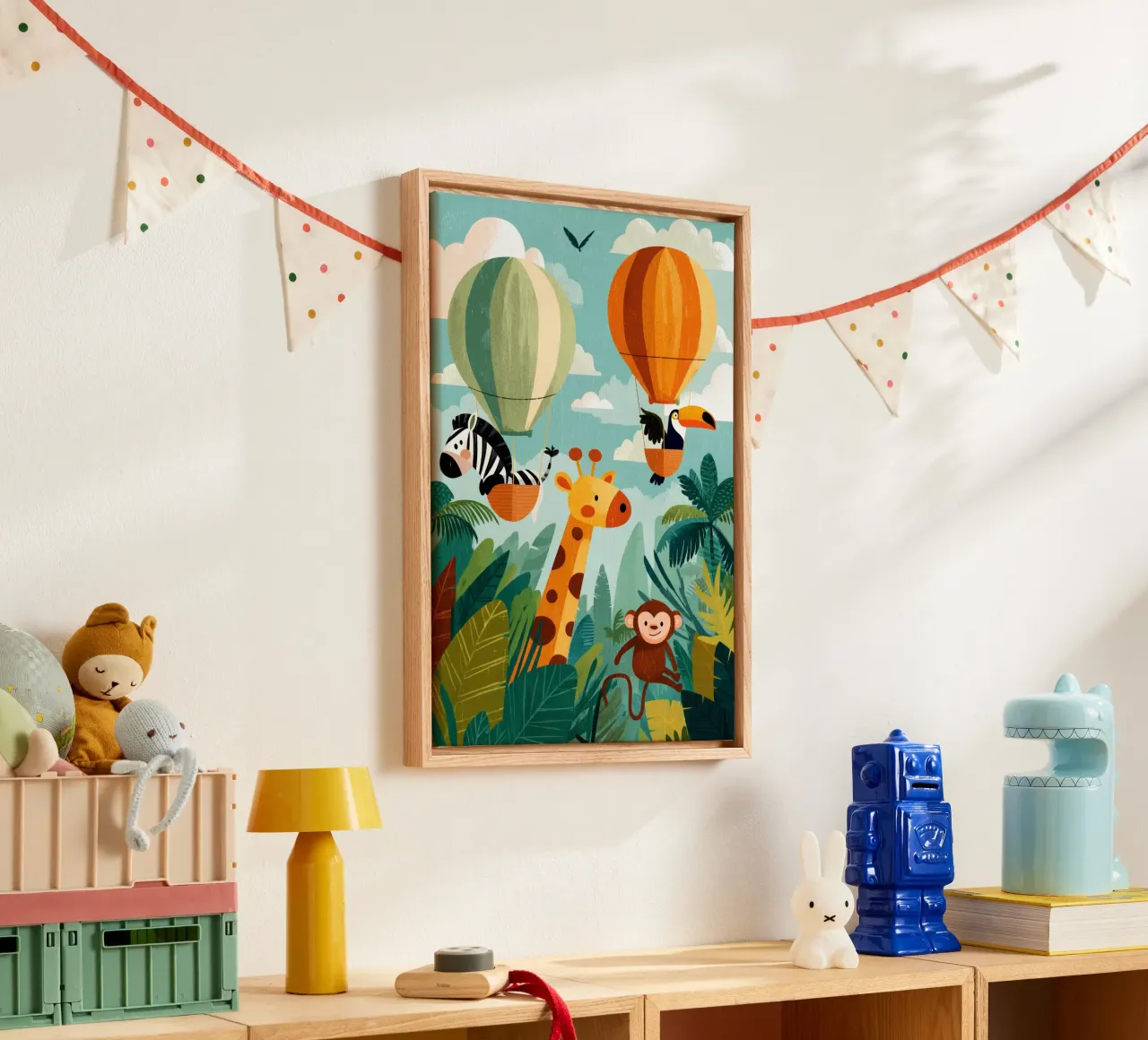 Balloon Buddies in the Jungle tela con Cornice a cassetta da Kiara