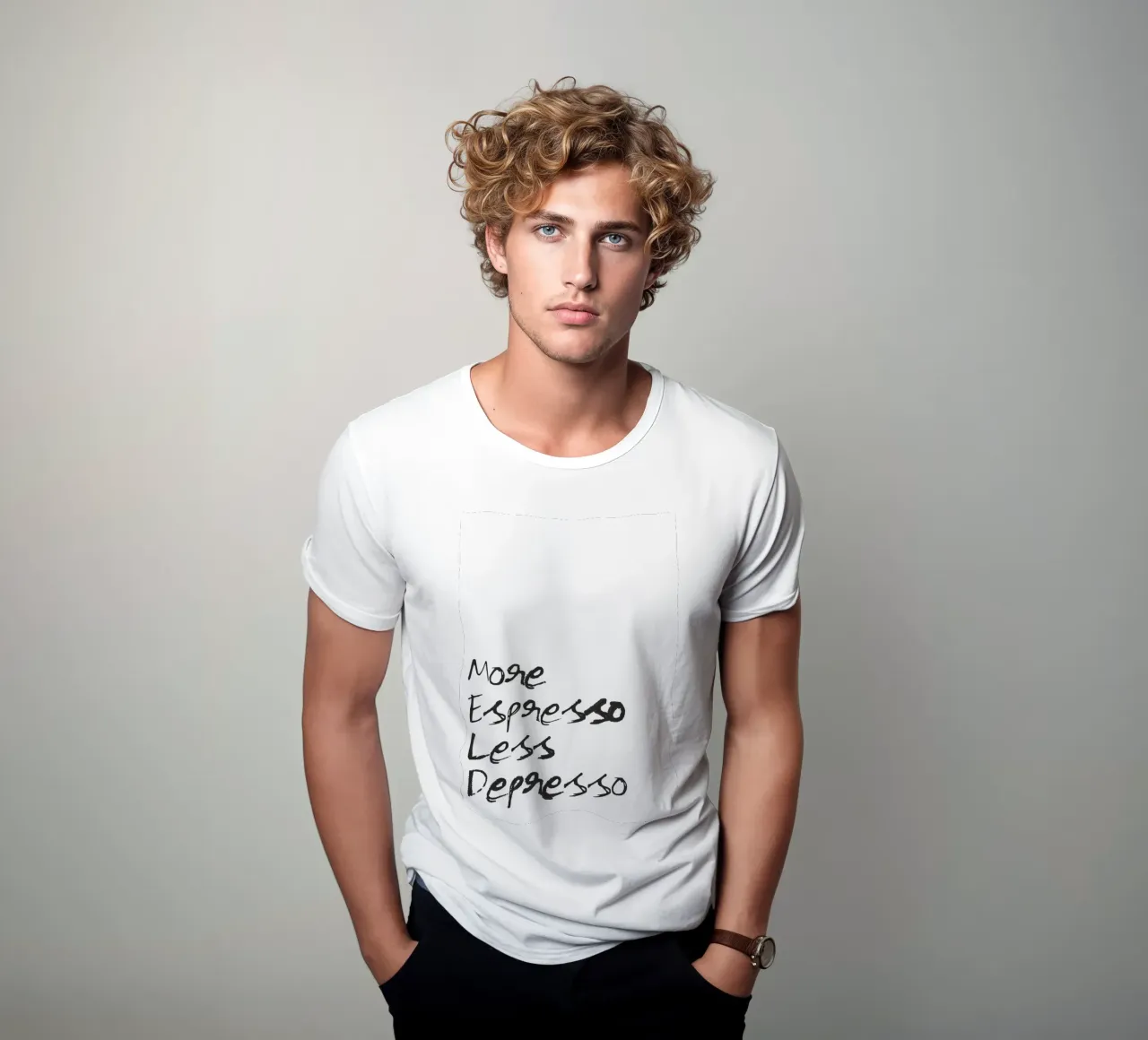 More Espresso, Less Depresso t-shirt da Attaboy Dsgn