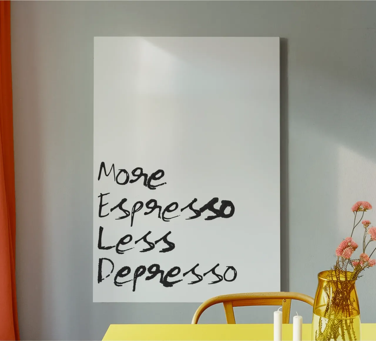 More Espresso, Less Depresso tela con Cornice a cassetta da Attaboy Dsgn