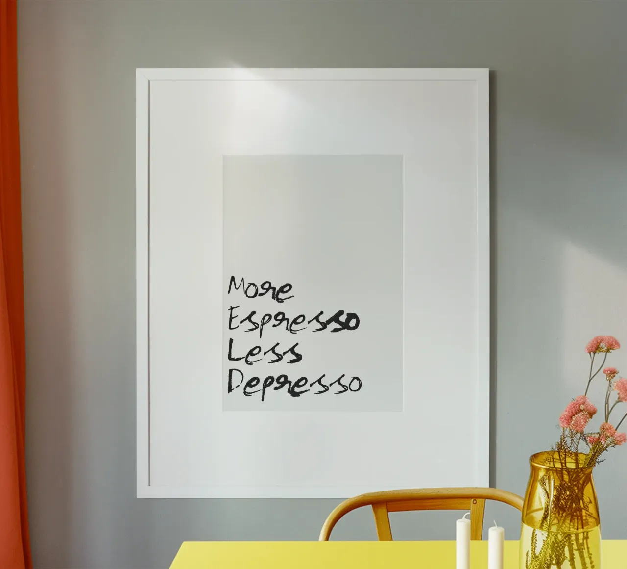 More Espresso, Less Depresso poster con telaio in plastica da Attaboy Dsgn