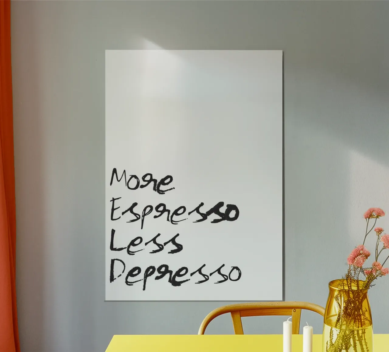More Espresso, Less Depresso poster con telaio in plastica da Attaboy Dsgn