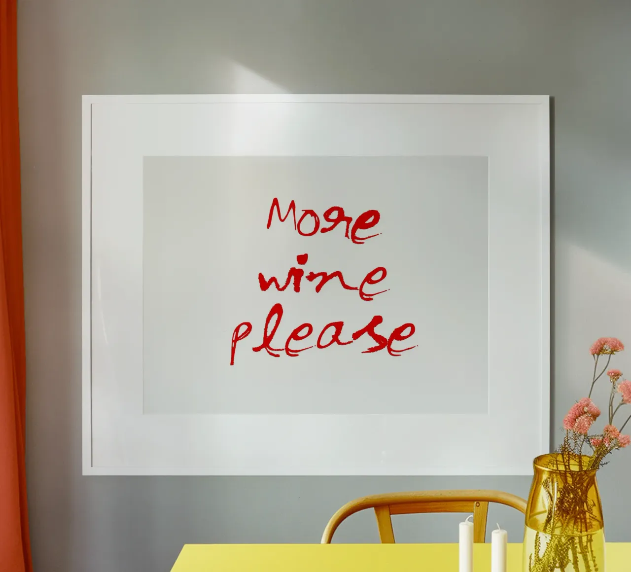 More Wine Please poster con telaio in alluminio da Attaboy Dsgn