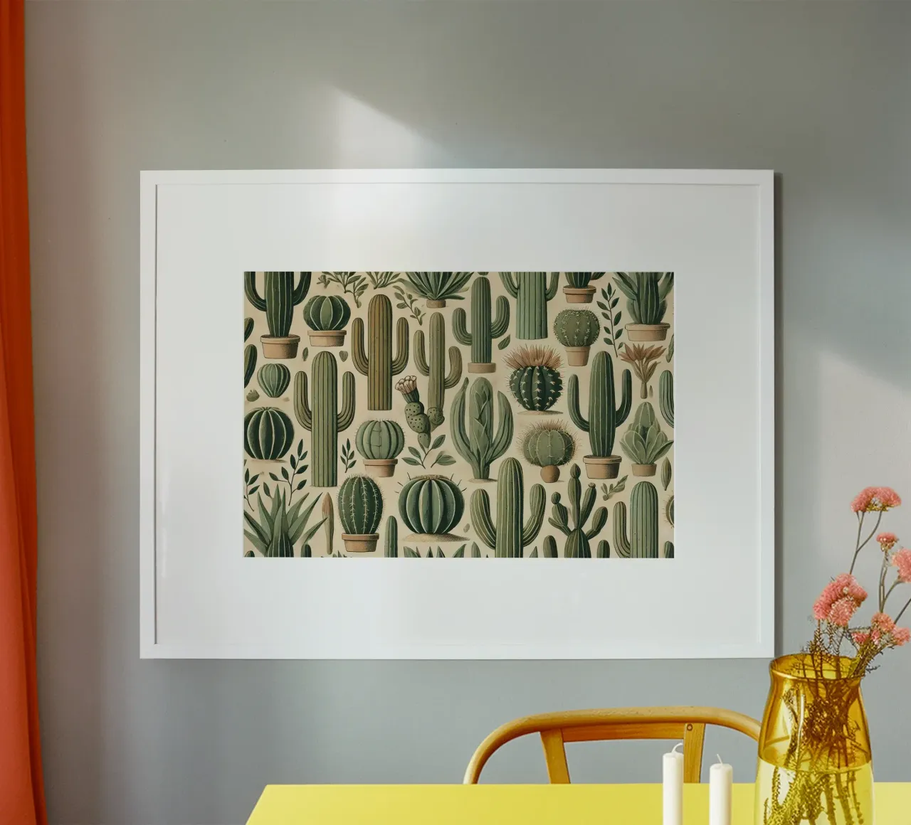 Ritmo dei cactus del deserto poster con telaio in alluminio da Chromatic Fusion Studio