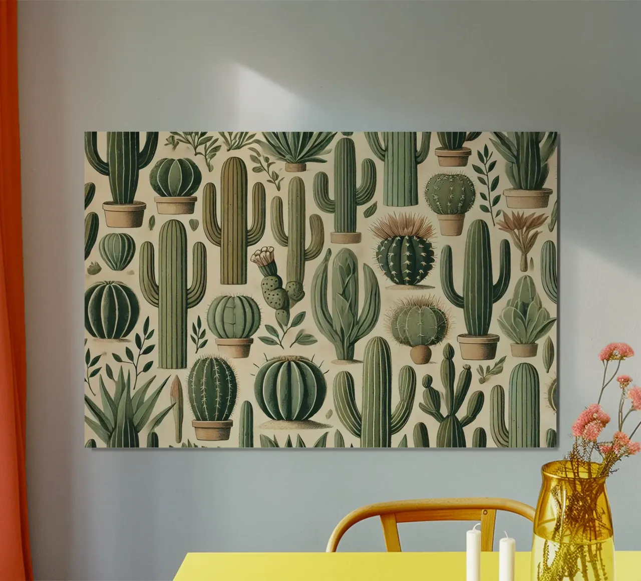 Ritmo dei cactus del deserto poster con telaio in alluminio da Chromatic Fusion Studio