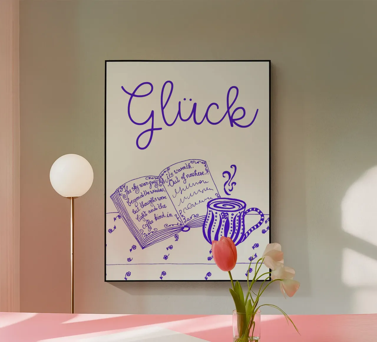 Felicità - libro e tazza blu plexiglass da PaperLine Art