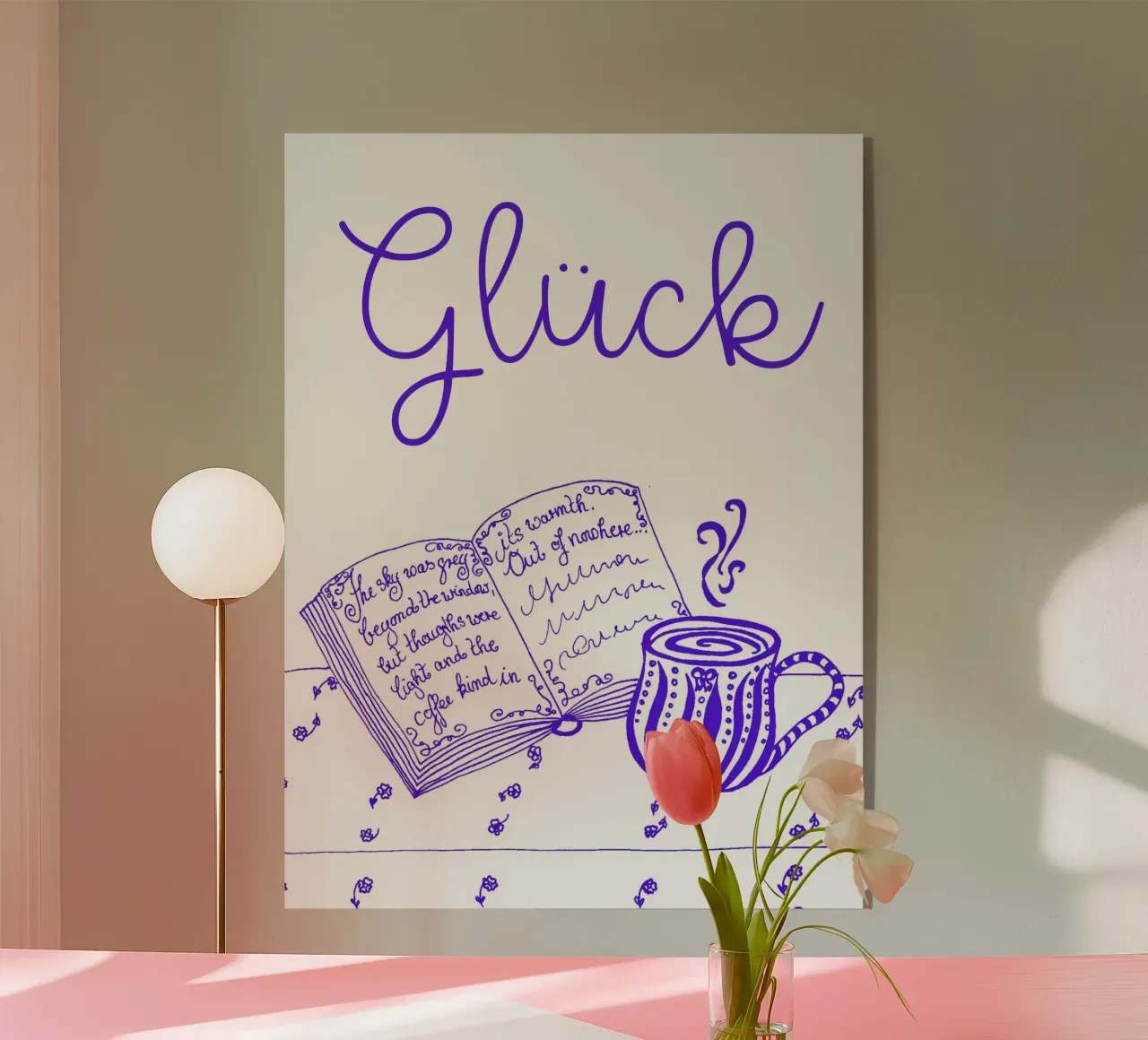 Felicità - libro e tazza blu plexiglass da PaperLine Art