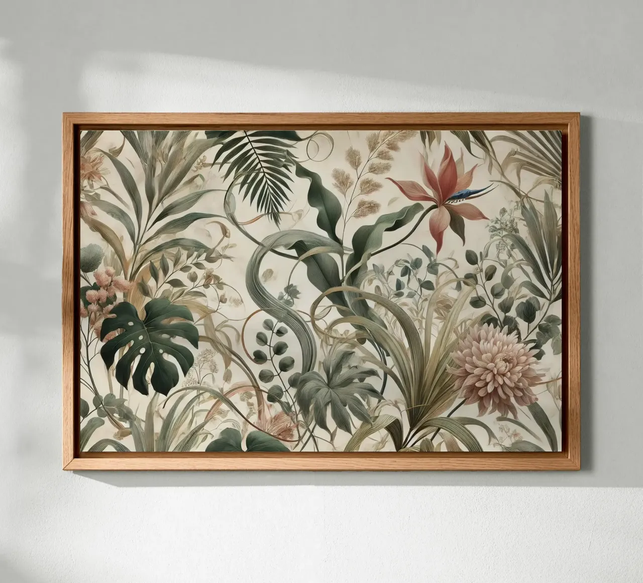 Floating Botanical canvas with Floater frame by Chromatic Fusion Studio