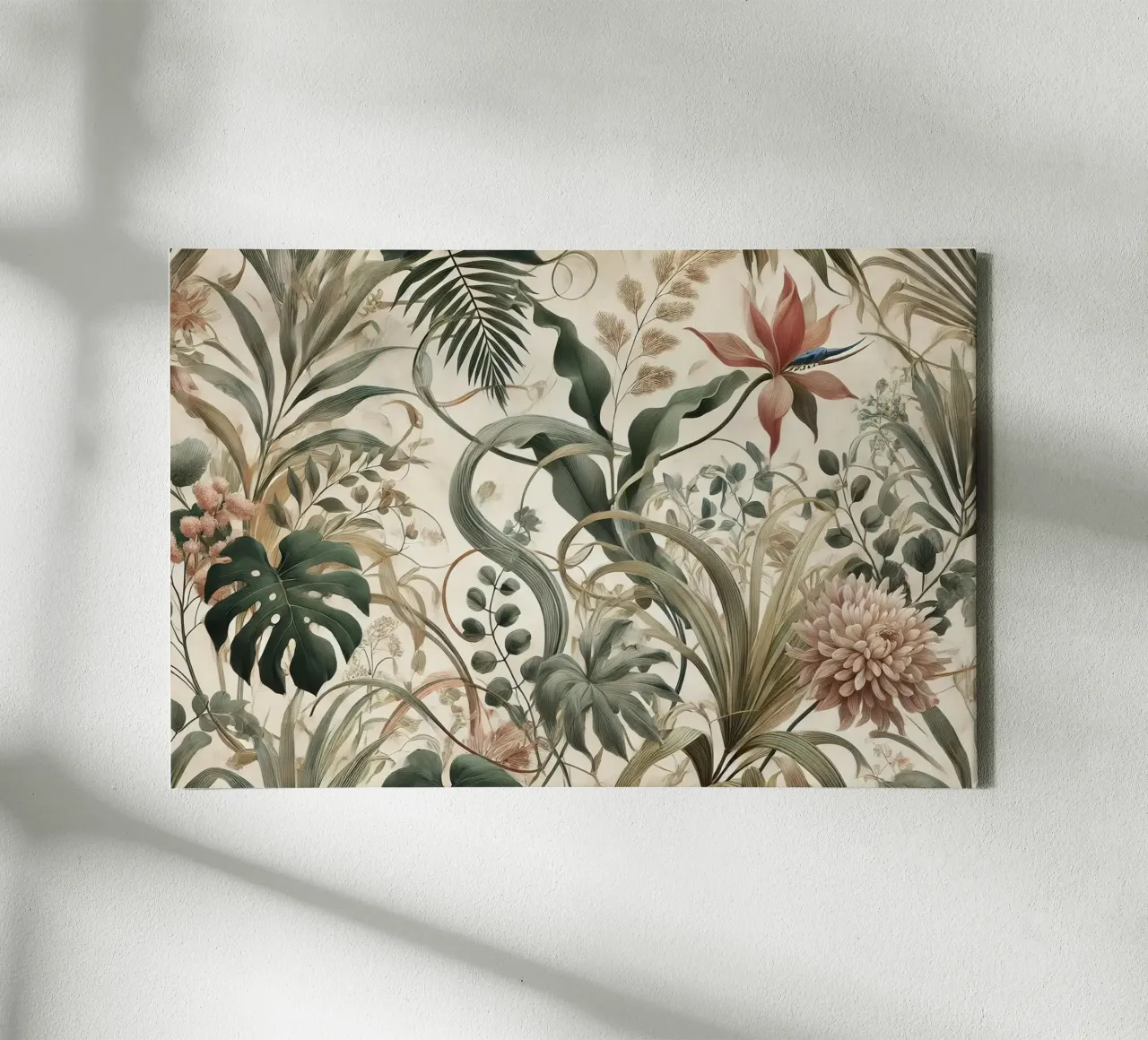 Floating Botanical canvas with Floater frame by Chromatic Fusion Studio