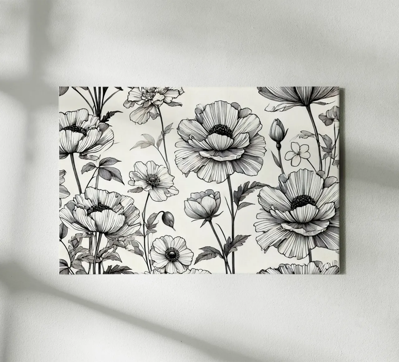 Ensemble di linee floreali tela con Cornice a cassetta da Chromatic Fusion Studio