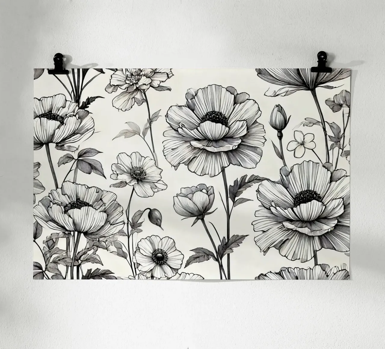 Ensemble di linee floreali poster con telaio in plastica da Chromatic Fusion Studio