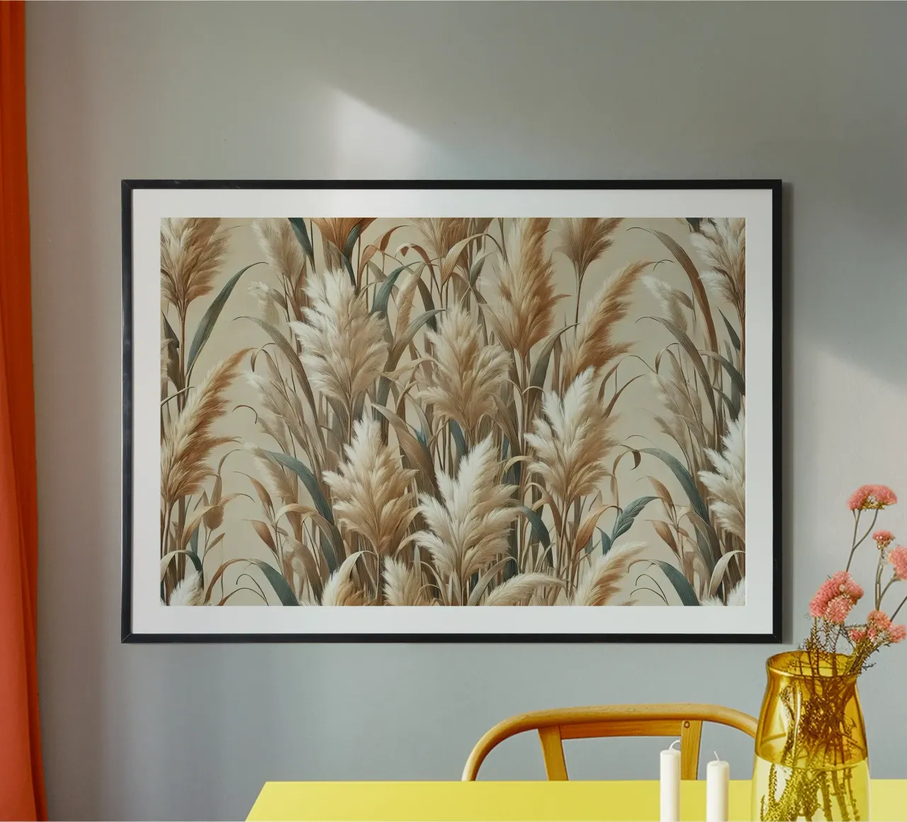 Campo di pampa d'oro poster con telaio in plastica da Chromatic Fusion Studio