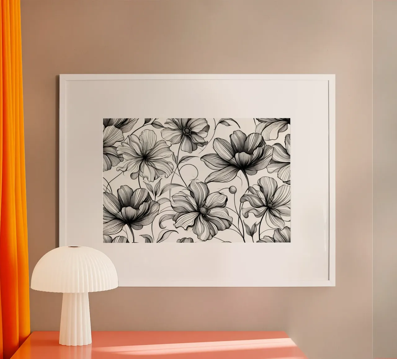 Armonia dei fiori d'inchiostro poster con telaio in legno da Chromatic Fusion Studio